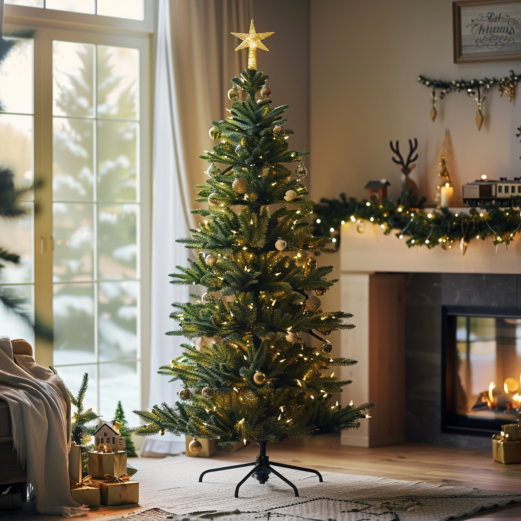12 ft Aspen Fir Christmas Tree with LED Lights and Mixed Foliage