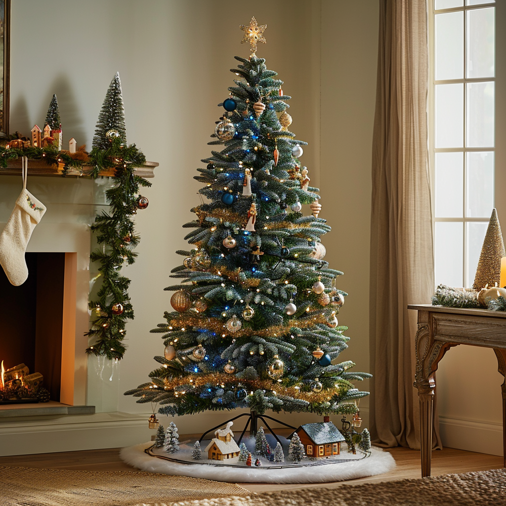6 ft Artificial Slim Christmas Tree with Warm LED Lights and Stand