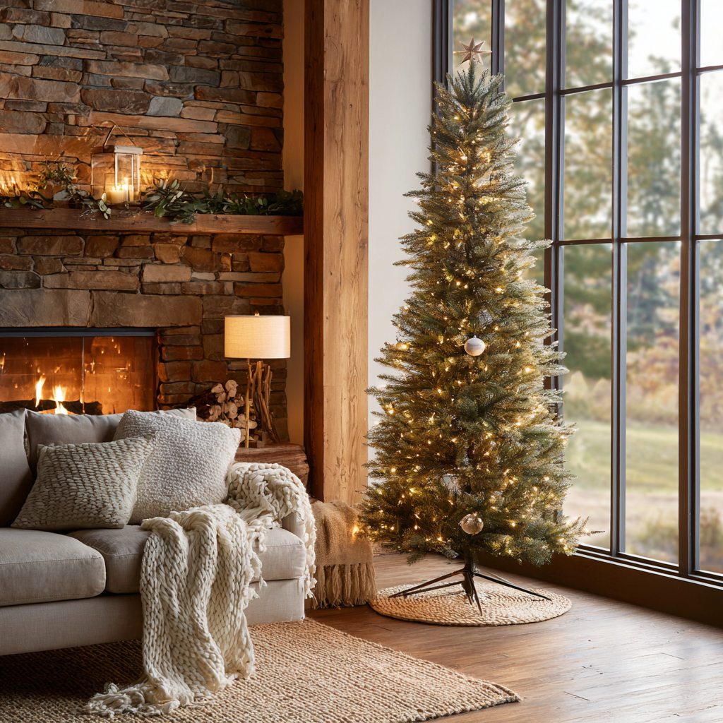 6 ft Pre-lit Minimalist Artificial Cypress Christmas Tree