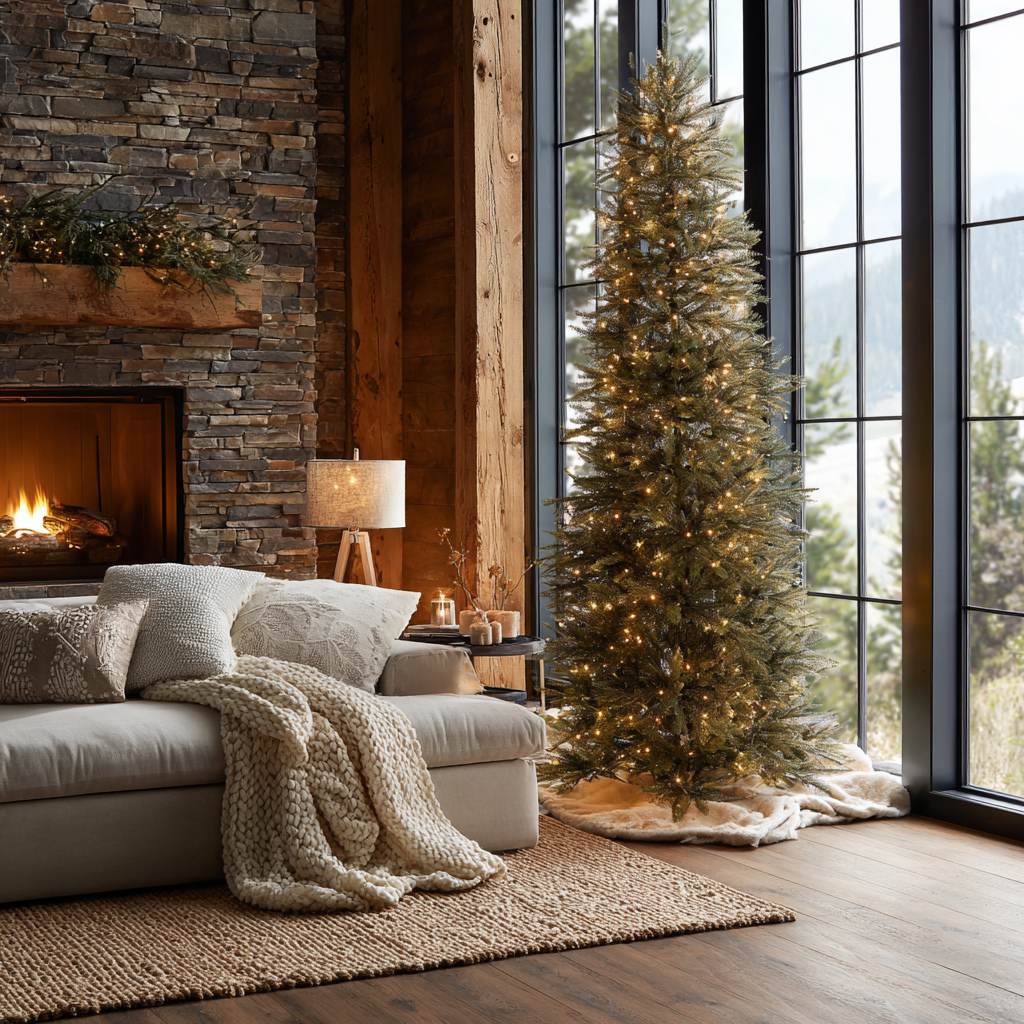 7.5 ft Pre-lit Minimalist Artificial Cypress Christmas Tree