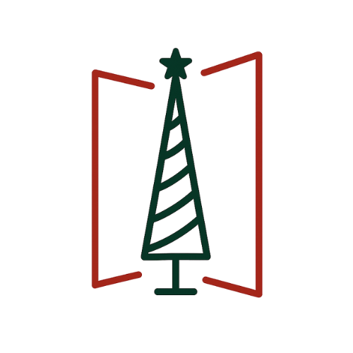 A simple illustration of a space-saving Christmas tree with a star topper, symbolizing budget-friendly decoration.