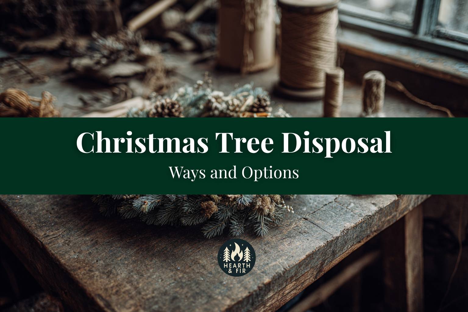 A beautiful DIY wreath made from repurposed branches, showing one way how to dispose of an artificial Christmas tree.