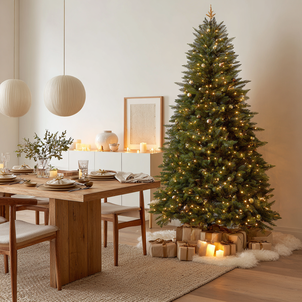 12 ft Artificial Balsam Fir Christmas Tree with LED Lights and Stand