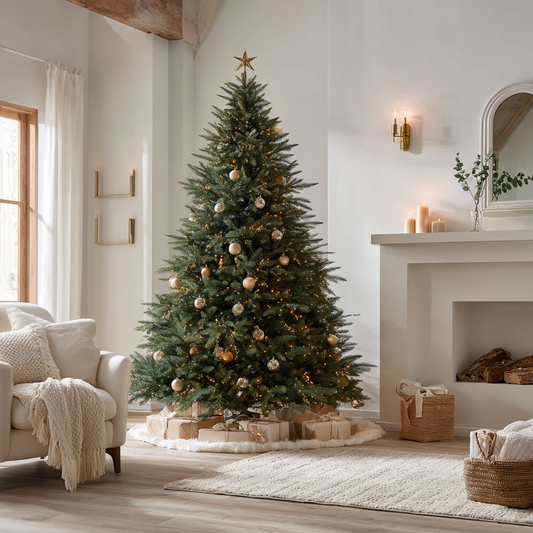 12 ft Artificial Balsam Fir Christmas Tree with LED Lights and Stand