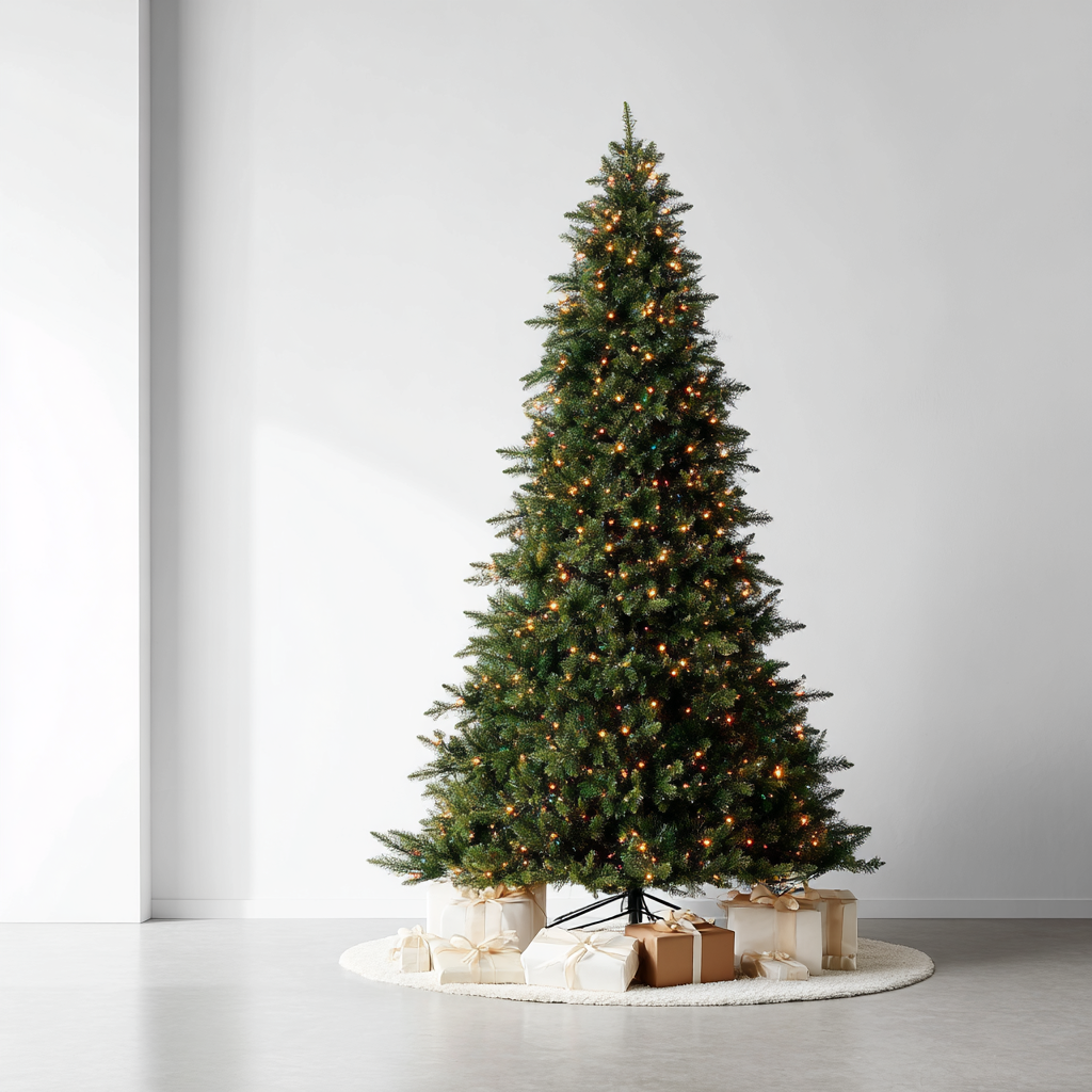 12 ft Artificial Balsam Fir Christmas Tree with LED Lights and Stand