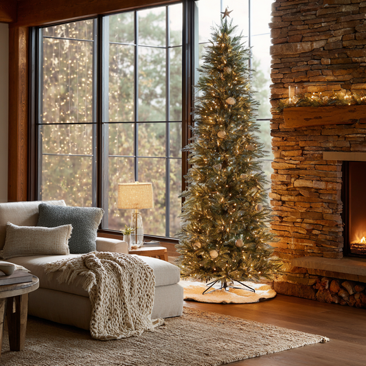 12 ft Artificial Cypress Christmas Tree with LED Lights and Stand