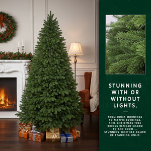 The 9 ft Verdelle Fir classic Christmas tree shown unlit to highlight its full, realistic branches.
