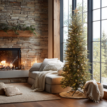 9 ft Pre-lit Minimalist Artificial Cypress Christmas Tree