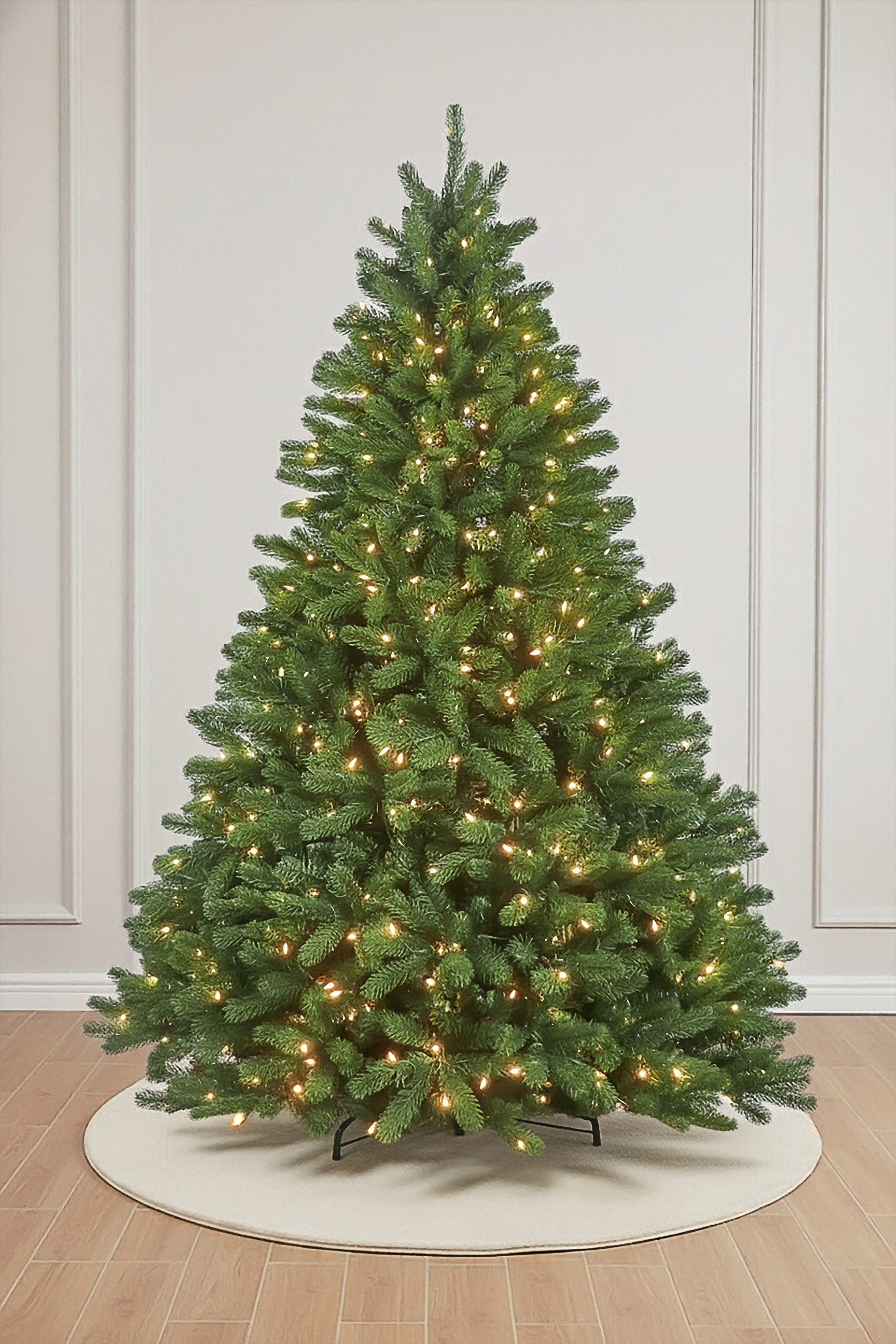 Main product image of the Prelit Luxury Brightpine White Spruce Christmas Tree on a white background.