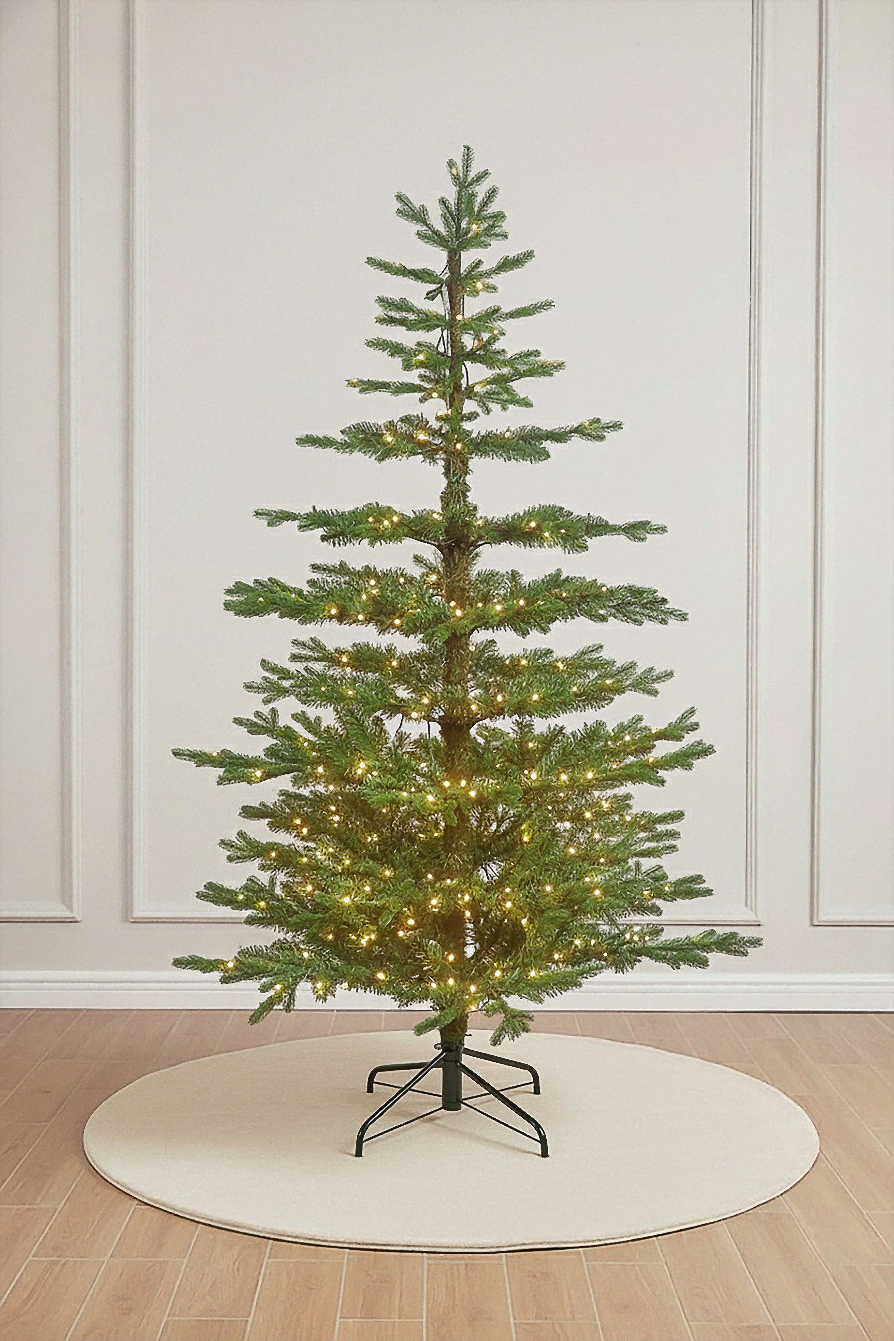 Main product image of the Prelit Artificial Skinny Winterglade Fir Christmas Tree on a white background.
