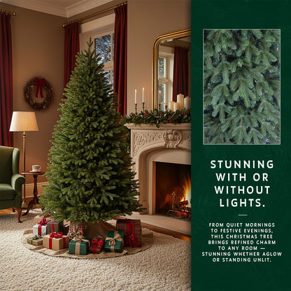 The Heartland Grand Slim Christmas Tree shown unlit to highlight its full, realistic branches.