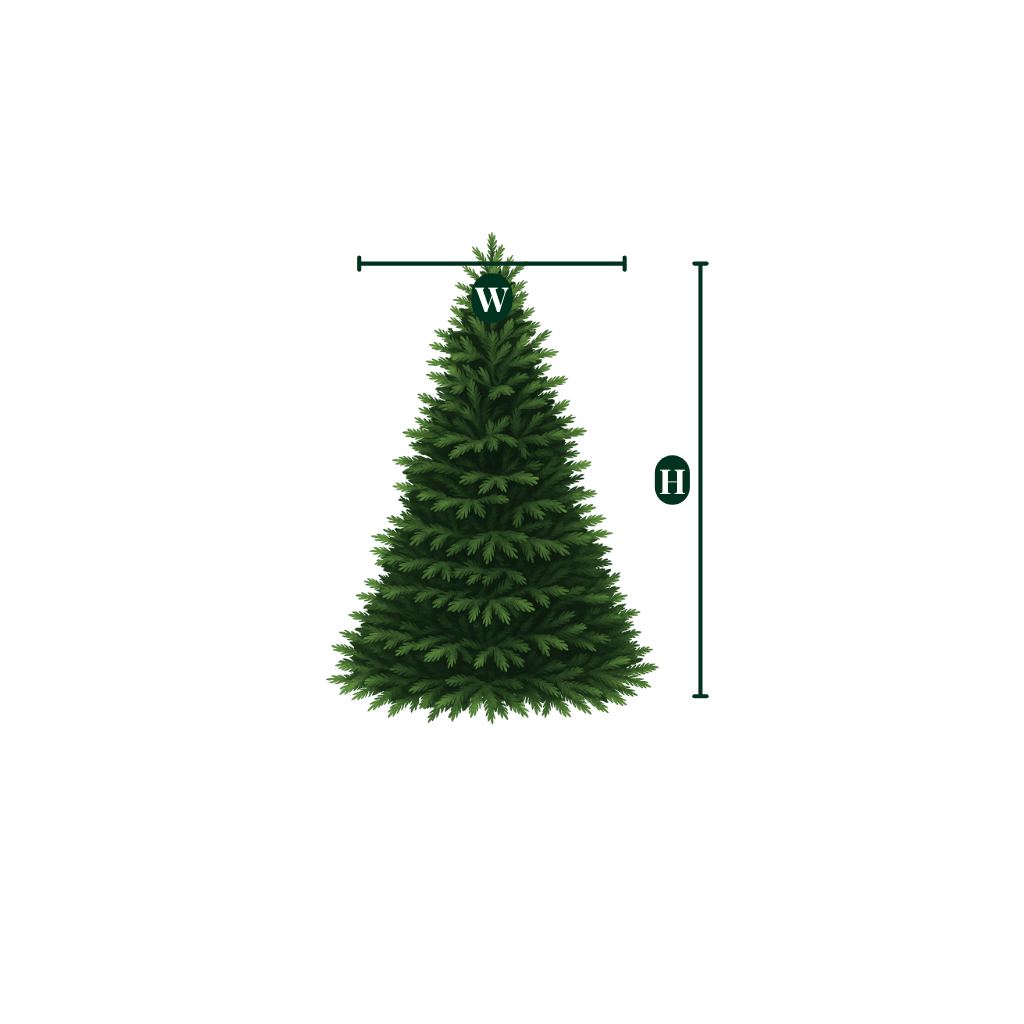 A graphic showing the height and width dimensions of the unlit Verdelle Fir Christmas tree.